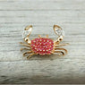 2.15Ct Round Cut Simulated Red Ruby Crab Brooch Pin in 14k Yellow Gold Plated Sterling Silver