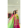 FREE SHIPPING: Parrot green and Pink- Patola Ikkat Silk Saree